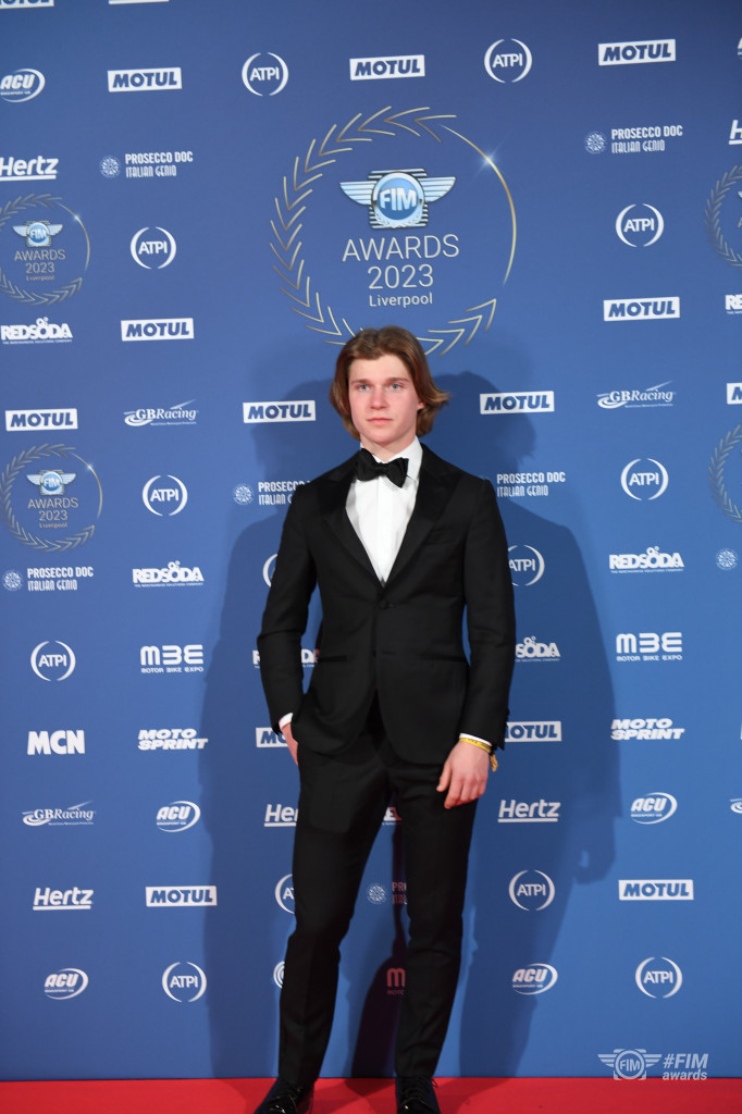 Cierniak arrives to collect his SGP2 gold medal. PHOTO: FIM Pictures