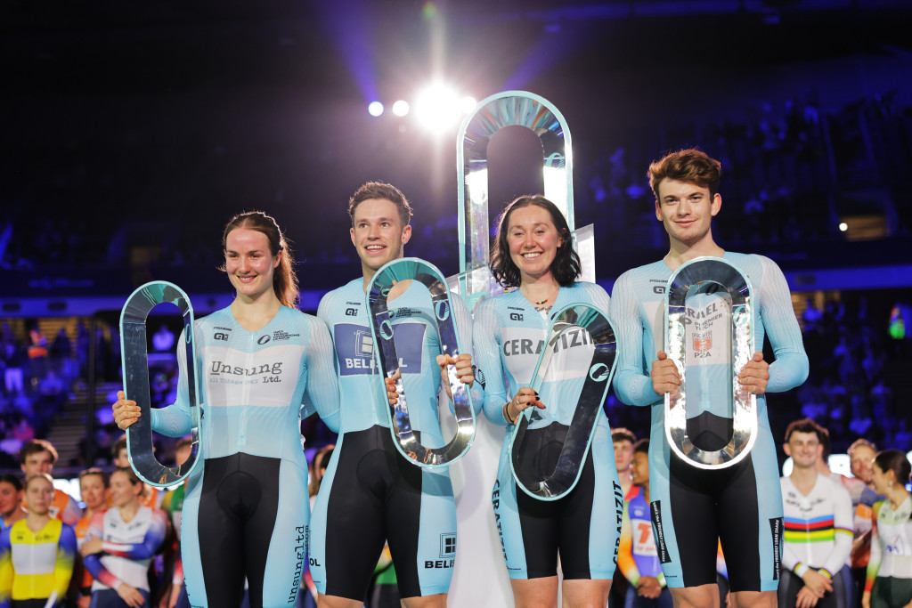 2024 UCI Track Champions League overall winners: Ellesse Andrews (New Zealand), Harrie Lavreysen (The Netherlands), Katie Archibald (Great Britain), Dylan Bibic (Canada)