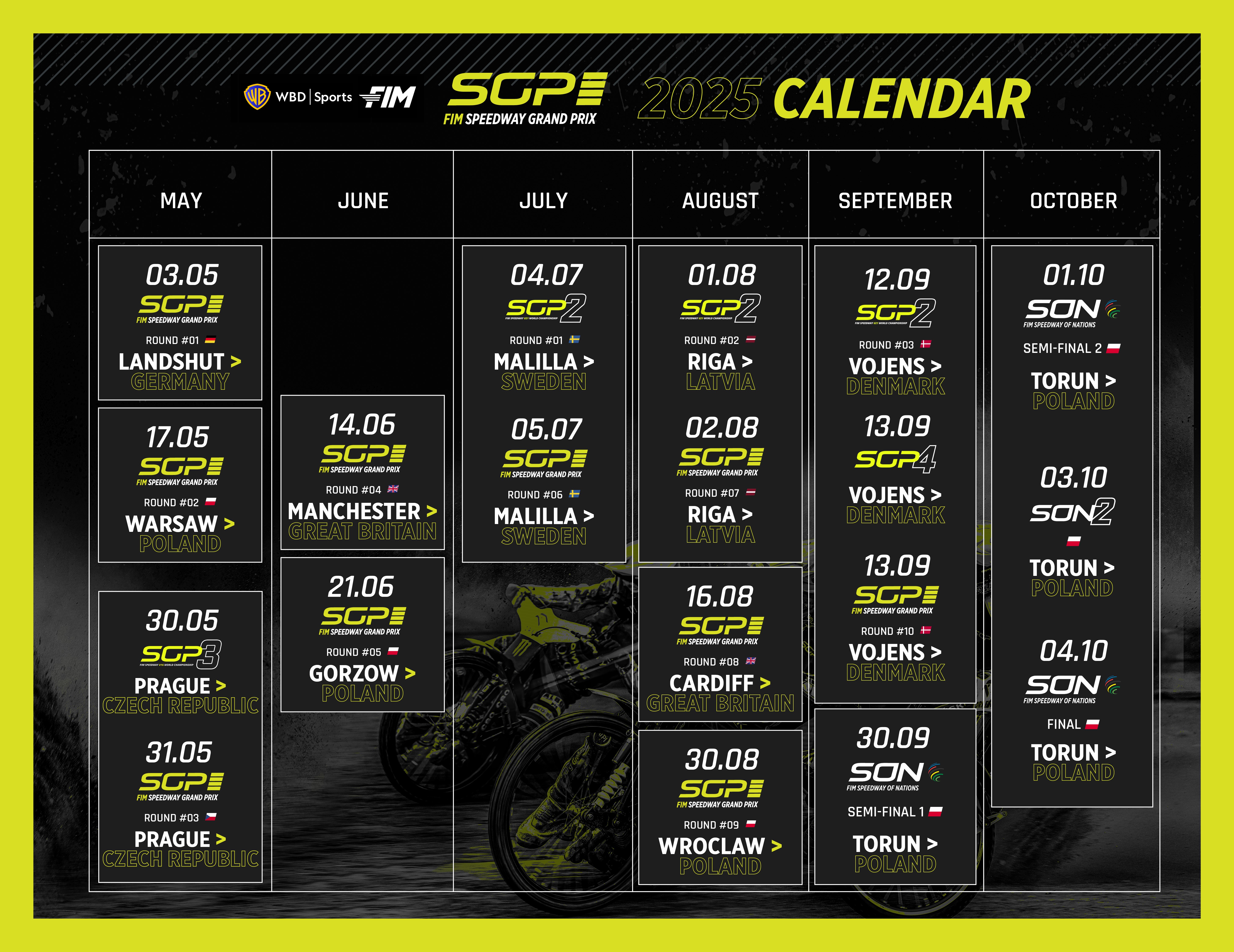 FIM Speedway - News - 2025 FIM SPEEDWAY CALENDAR CONFIRMED