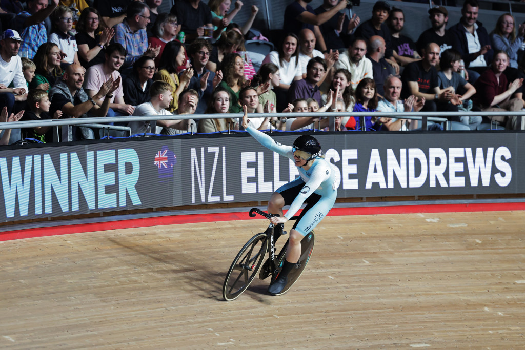 Reigning UCI Track Champions League winner in the Women’s Sprint category and double Olympic Champion in Paris 2024 (Sprint and Keirin), Ellesse Andrews (New Zealand)