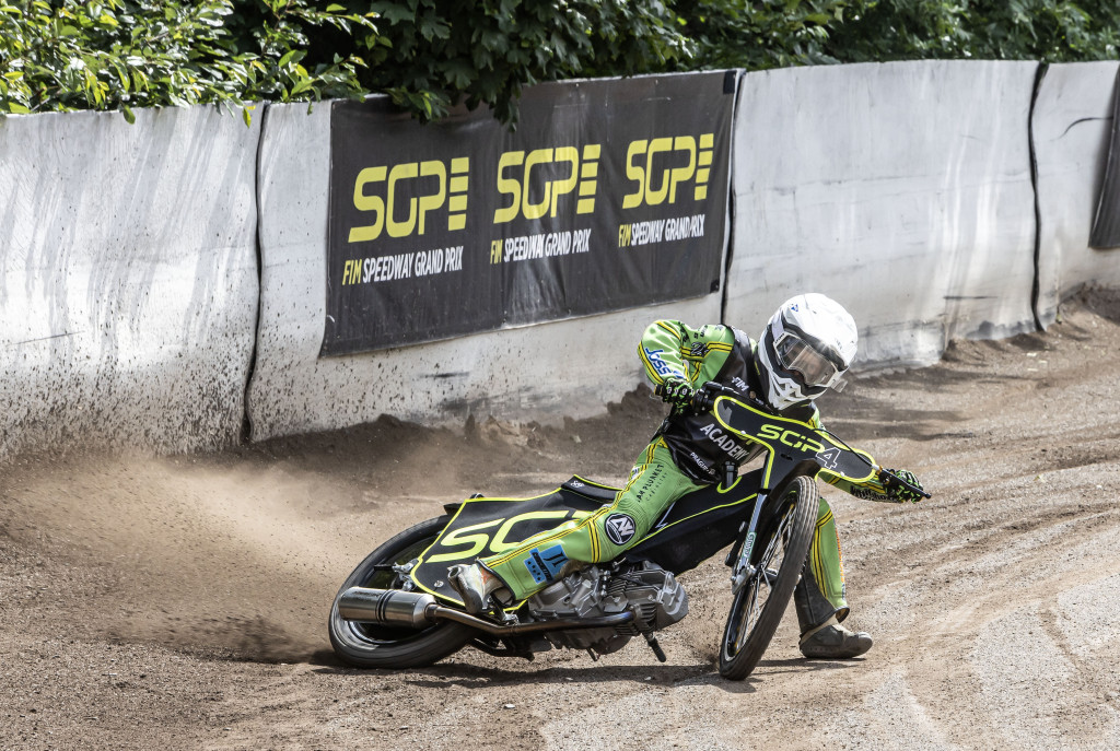 Australia's two-time SGP4 silver medallist Cooper Antone in action at the FIM SGP Academy in Prague. PHOTO: Taylor Lanning
