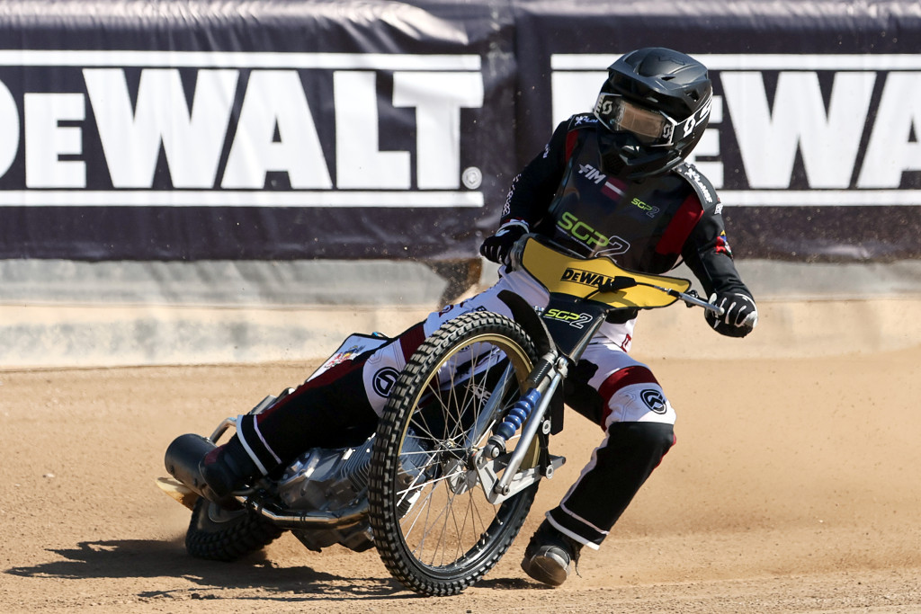 Flying the Latvian flag in SGP2 - Nikita Kaulins. PHOTO: Jarek Pabijan